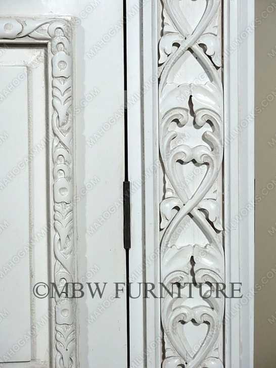 Acanthus White Hand-Carved Armoire/Wardrobe