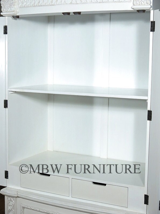 Acanthus White Hand-Carved Armoire/Wardrobe