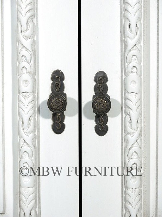 Acanthus White Hand-Carved Armoire/Wardrobe