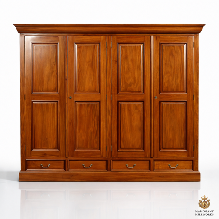 7ft Mahogany 4 Door Sectional Wardrobe