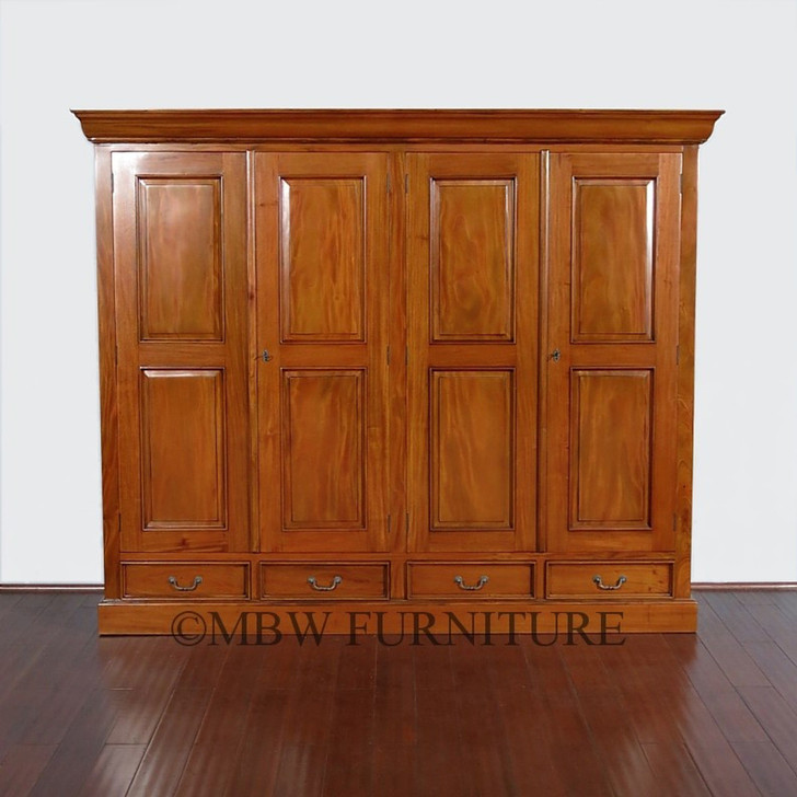 7ft Light Mahogany 4 Door Sectional Wardrobe