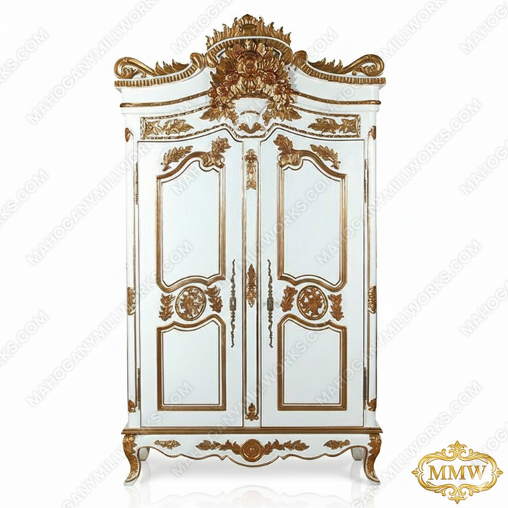 White / Gold French Armoire