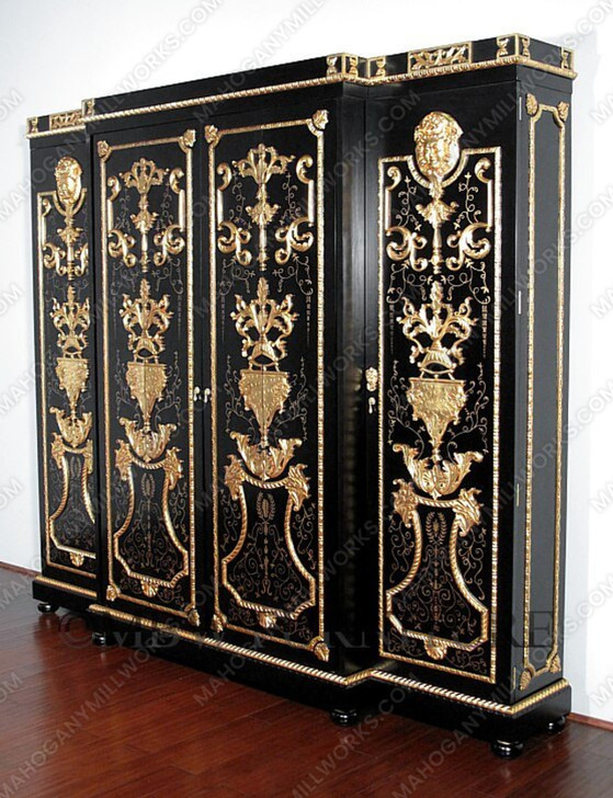 9ft Black & Gold Versace Style Wardrobe