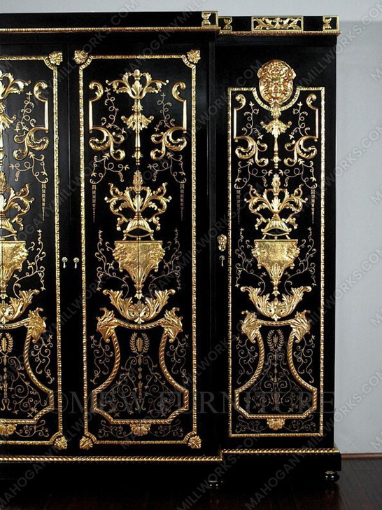 9ft Black & Gold Versace Style Wardrobe