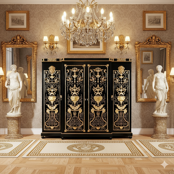 Black & Gold Versace Style Cabinet