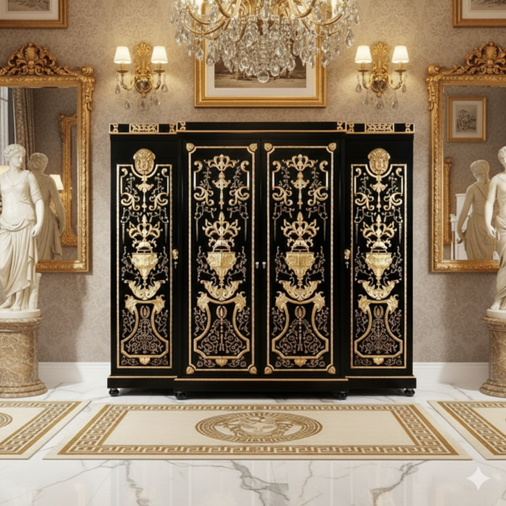 Black & Gold Versace Style Cabinet
