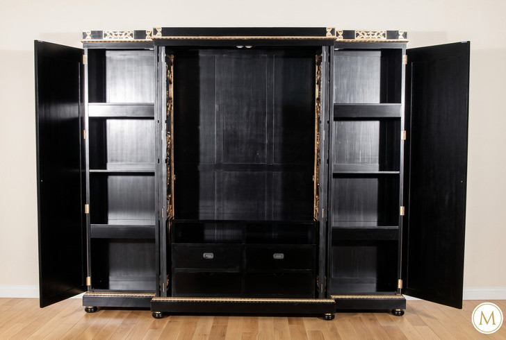 9ft Black & Gold Versace Style Wardrobe