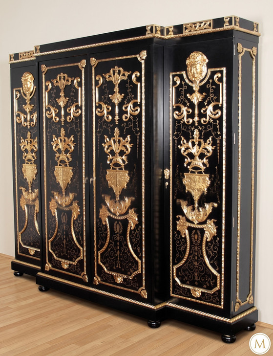 9ft Black & Gold Versace Style Wardrobe
