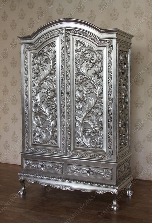 Real Silver Leaf Rococo Cabinet
