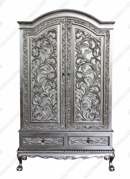 Real Silver Leaf Rococo Cabinet