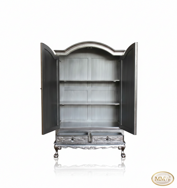Silver Leaf Rococo Armoire Wardrobe