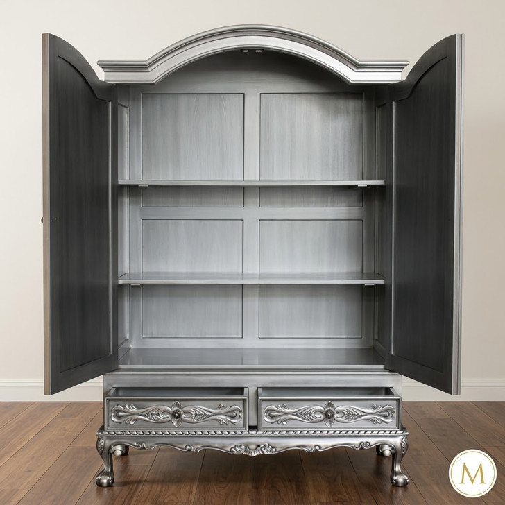 Silver Leaf Rococo Armoire Wardrobe