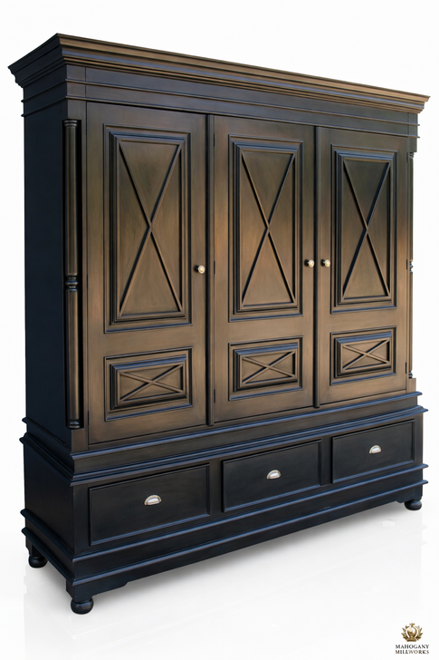 7ft Black 3-Door Wardrobe