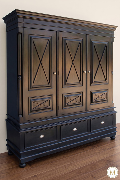 7ft Black 3-Door Wardrobe