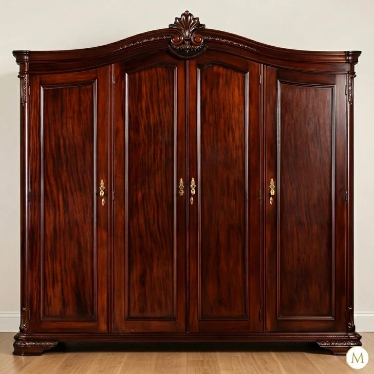 7.5ft Dark Mahogany 5-Door Wardrobe