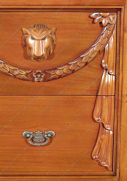 5ft W Renaissance Revival Hand-Carved Natural Mahogany Armoire Cabinet