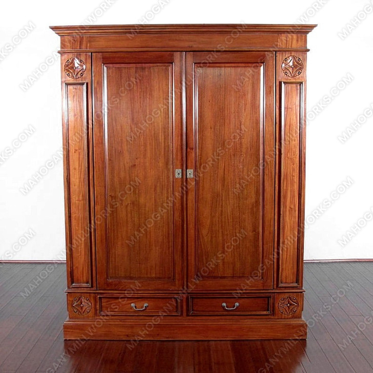 Solid Mahogany 2-Door Wardrobe (6ft W x 7ft H)
