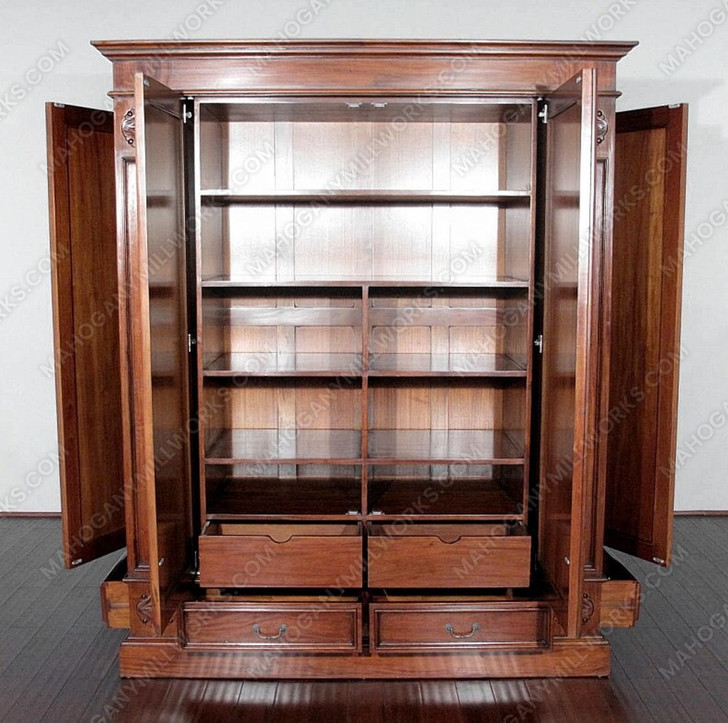 Solid Mahogany 2-Door Wardrobe (6ft W x 7ft H)