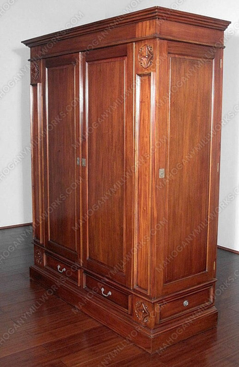Solid Mahogany 2-Door Wardrobe (6ft W x 7ft H)