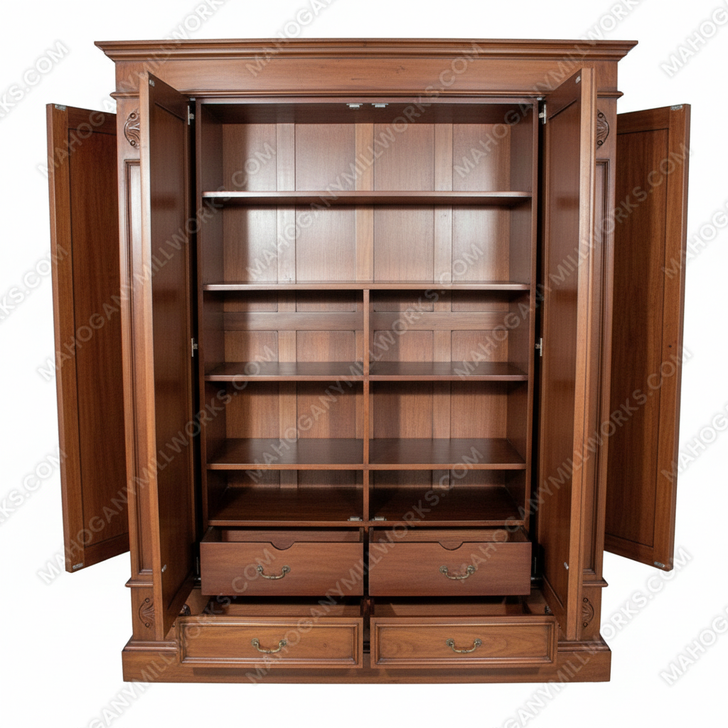 Solid Mahogany 2-Door Wardrobe (6ft W x 7ft H)