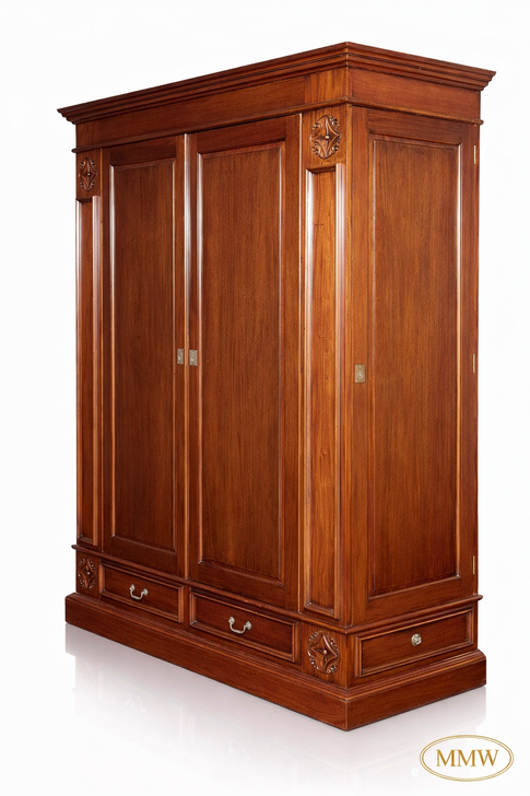 Solid Mahogany 2-Door Wardrobe (6ft W x 7ft H)