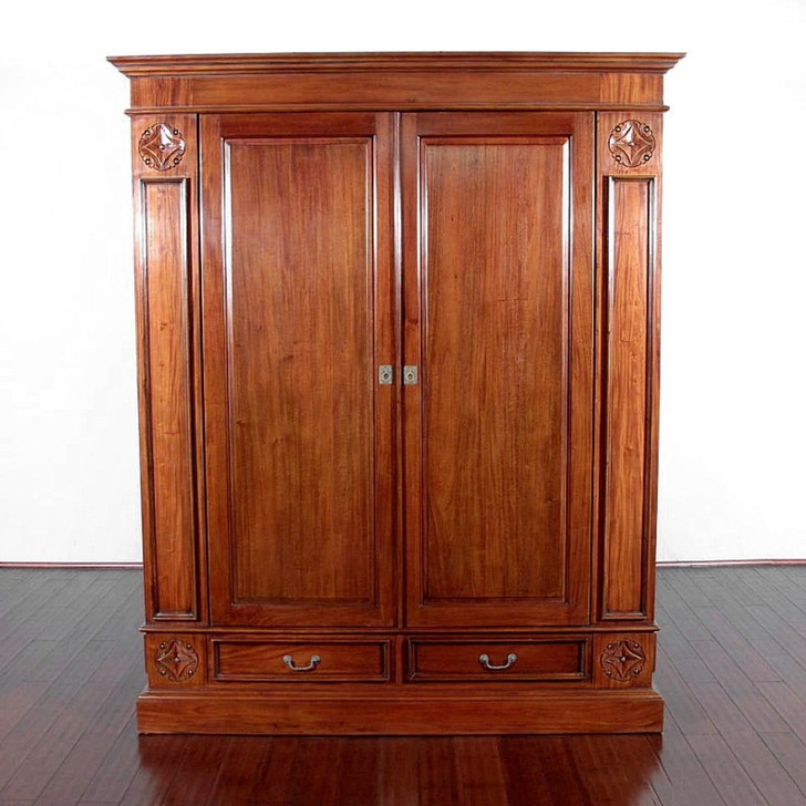 6ft Solid Mahogany 2-Door Wardrobe (6ft W x 7ft H)