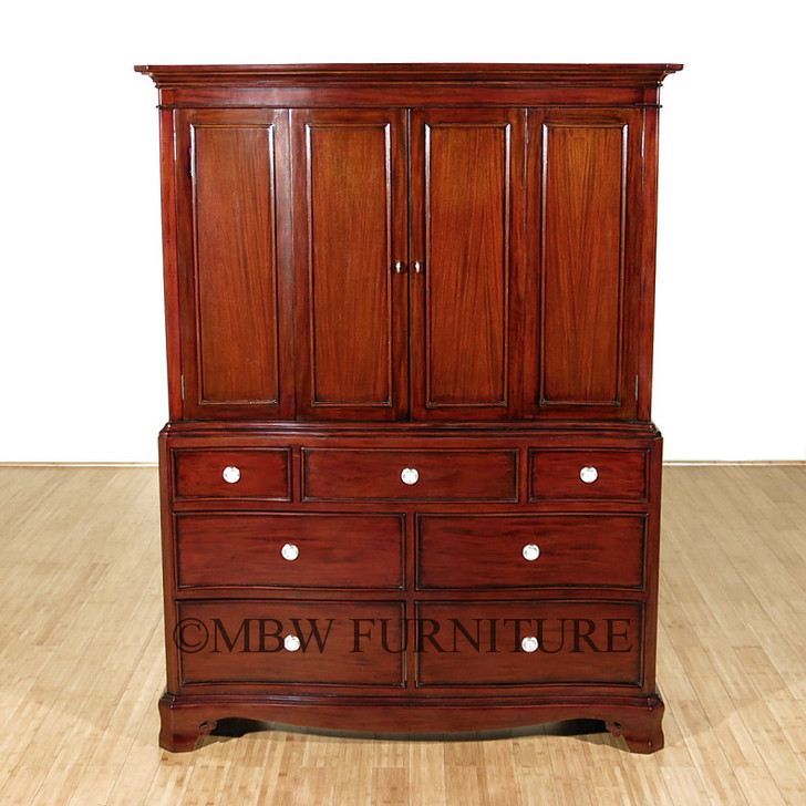 Mahogany Storage Armoire with Drawers