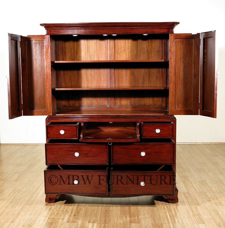Mahogany Storage Armoire with Drawers