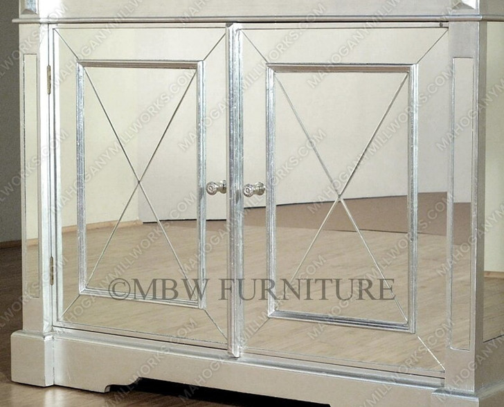 Silver Leaf Art Deco Mirrored Cabinet