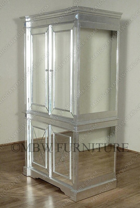 Silver Leaf Art Deco Mirrored Cabinet