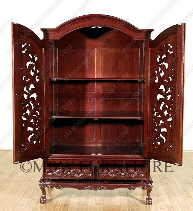 Solid Chocolate Mahogany French Rococo Cabinet