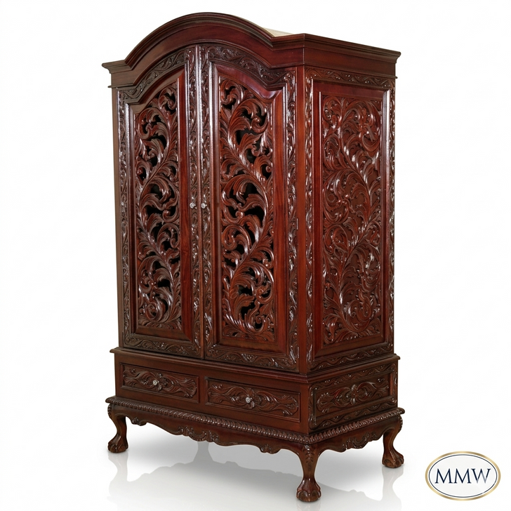 Dark Mahogany French Rococo Wardrobe