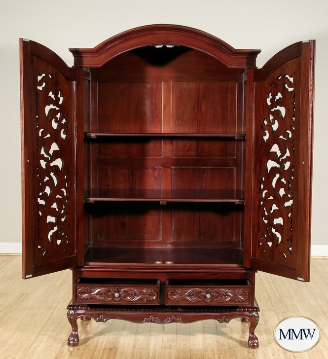 Dark Mahogany French Rococo Wardrobe