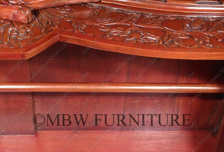 Large Ornate Pecan Carved Armoire Wardrobe (55W x 99H)