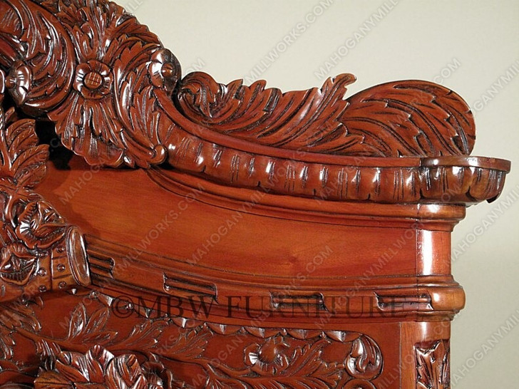 Pecan Finish Ornate Carved Armoire Wardrobe (99H 55W 25D)