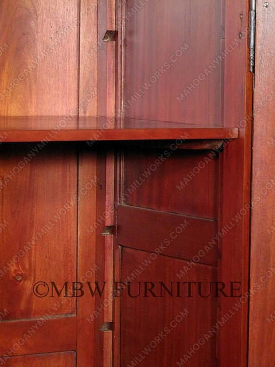 Pecan Finish Ornate Carved Armoire Wardrobe (99H 55W 25D)