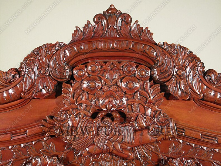 Pecan Finish Ornate Carved Armoire Wardrobe (99H 55W 25D)