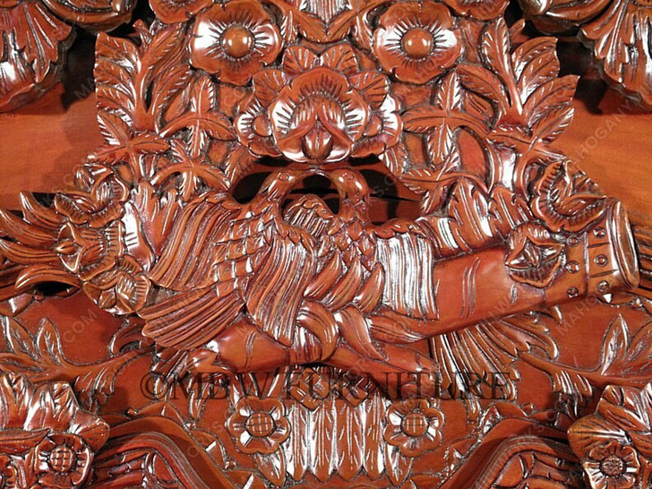 Large Ornate Pecan Carved Armoire Wardrobe (55W x 99H)
