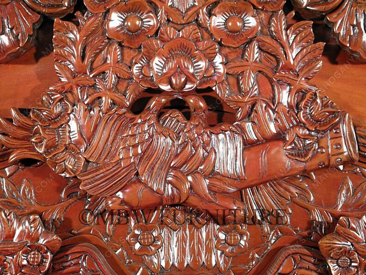 Pecan Finish Ornate Carved Armoire Wardrobe (99H 55W 25D)