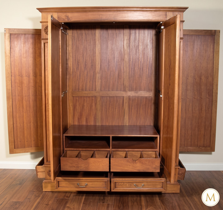 6ft Light Mahogany Pocket Doors TV Entertainment Armoire/Wardrobe