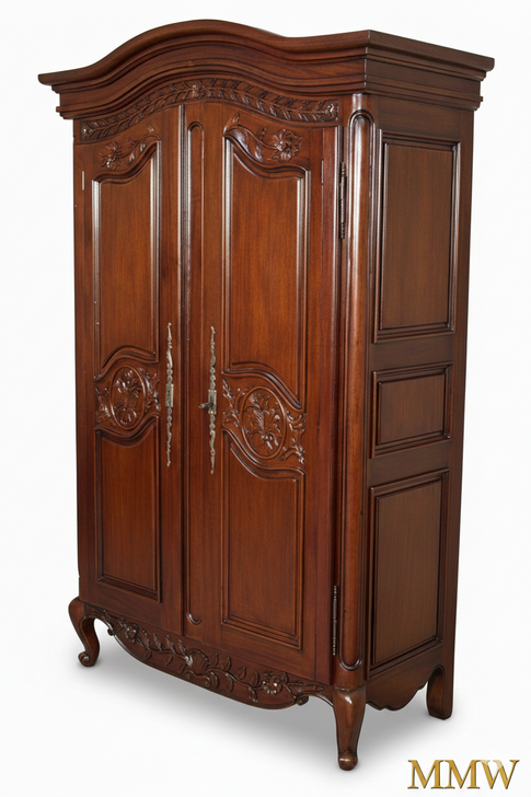 Solid Mahogany 2-Door Armoire w/ 3 Drawers