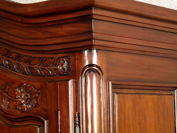 Solid Mahogany 2-Door Armoire w/ 3 Drawers