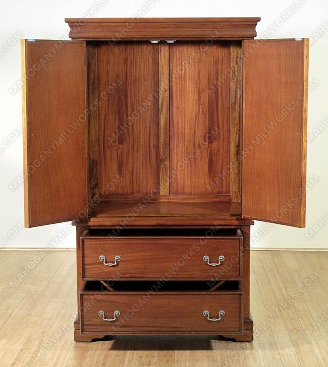 Mahogany Marquetry Inlaid Media Armoire