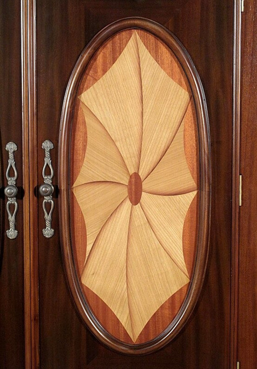 Mahogany Marquetry Inlaid Media Armoire