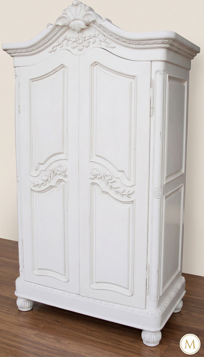 White 2-Door French Armoire Wardrobe