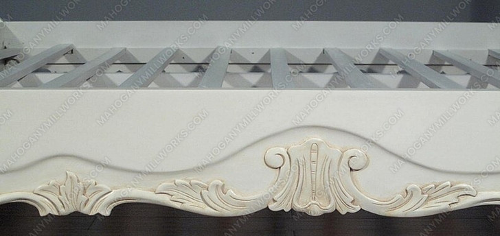 White Rococo Carved Panel Bed