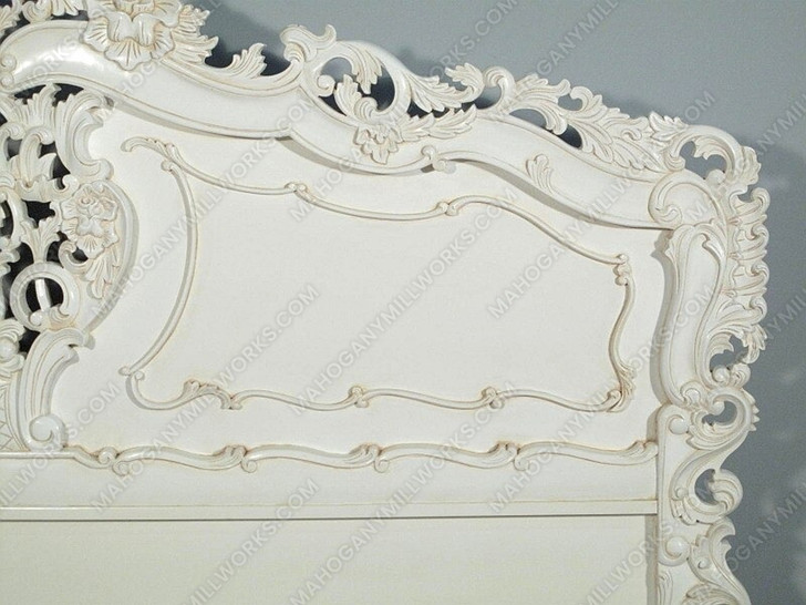 Pure White French Rococo Carved Panel Bed