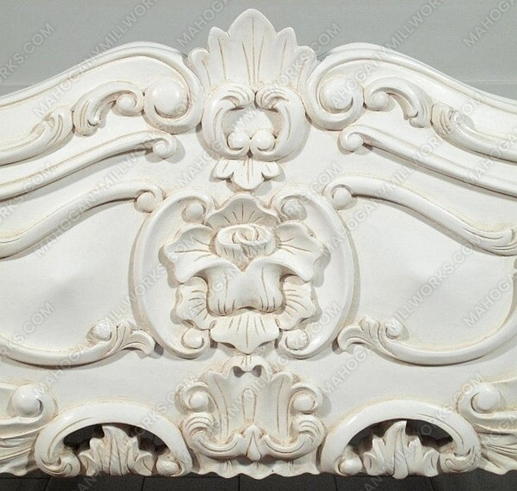 White Rococo Carved Panel Bed