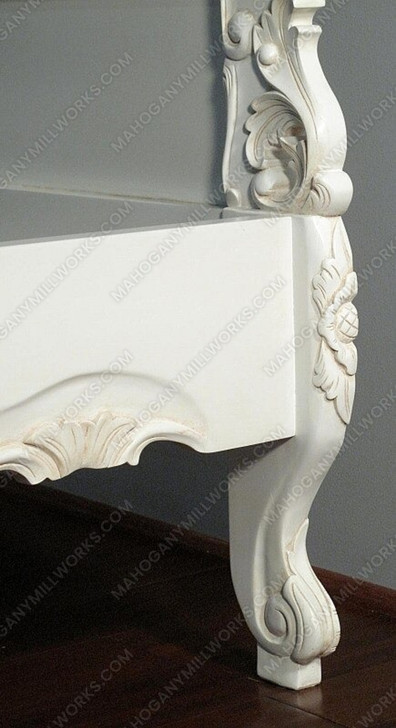 White Rococo Carved Panel Bed