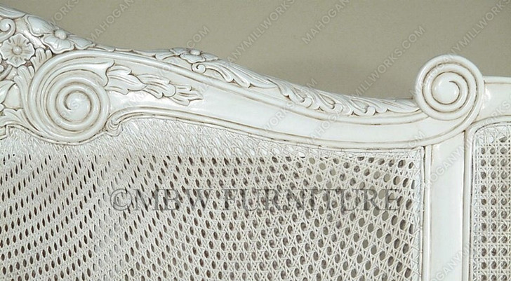 Antique White Rattan Country Cottage Bed